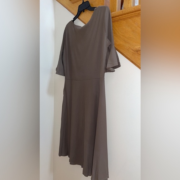 Women’s Dress Plus Size XXL Tie Waist Short Ruffle Sleeve Army Green Blue A-Line - Picture 4 of 6